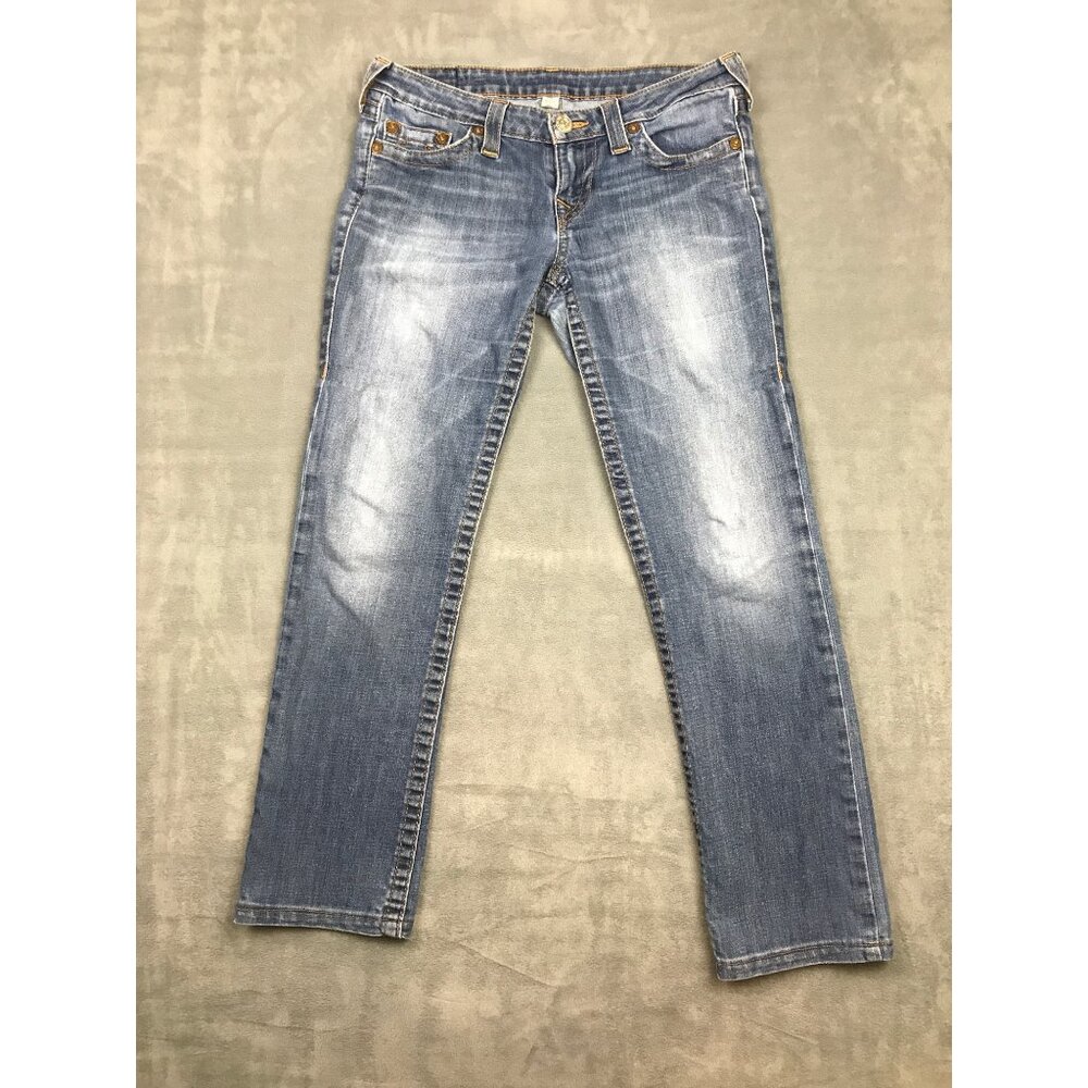True Religion Jeans Womens 29 Low Rise Straight Light Wash Y2K